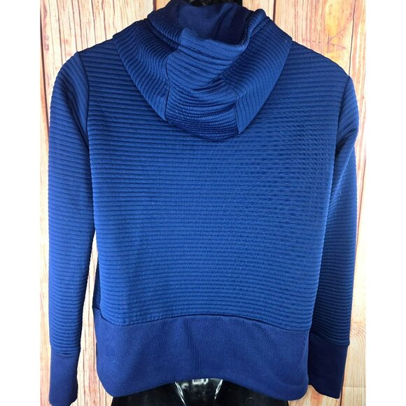 Nike Dri-Fit Blue Pullover Hoodie Sweatshirt Small Ribbed Design Mens - Picture 2 of 7